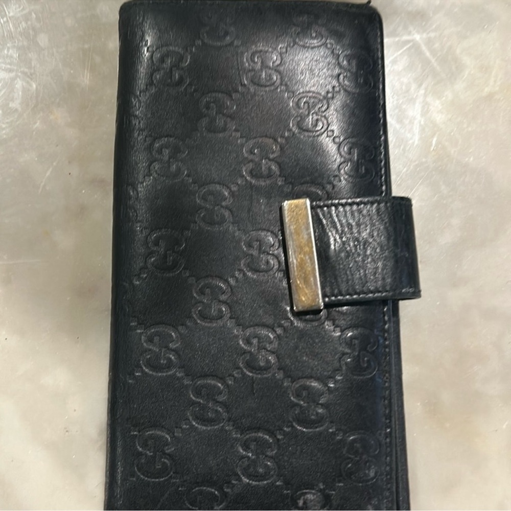 Black Embossed Leather Wallet